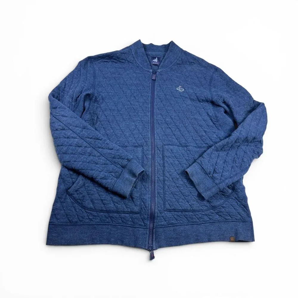 Johnnie O Mens Quilted Bomber Jacket Nautical Navy Full Zip Everyday Utility XL